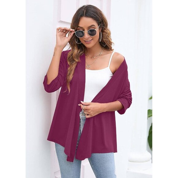Lightweight Drape Cardigan‎ – Open Front 3/4 Sleeve Size Small - Picture 2 of 5